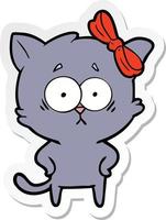 sticker of a cartoon cat vector