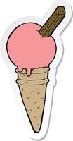 sticker of a cartoon ice cream vector