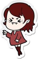 sticker of a annoyed cartoon vampire girl vector