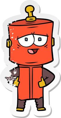 distressed sticker of a cartoon robot