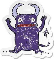 retro distressed sticker of a cartoon little devil vector