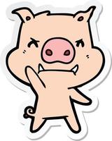 sticker of a angry cartoon pig vector