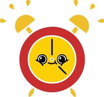 flat color retro cartoon alarm clock vector