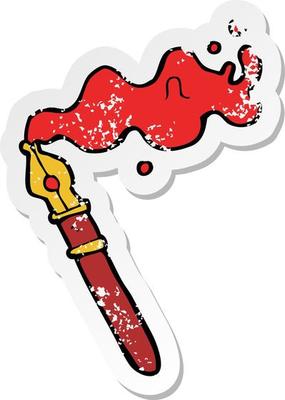 retro distressed sticker of a cartoon fountain pen