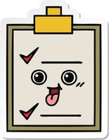 sticker of a cute cartoon check list vector