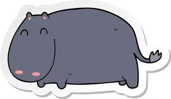 sticker of a cartoon hippo vector