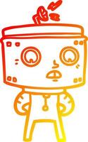 warm gradient line drawing cartoon robot vector