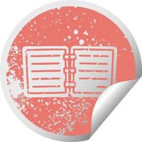 distressed circular peeling sticker symbol note book vector