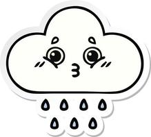 sticker of a cute cartoon rain cloud vector