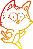 warm gradient line drawing cartoon cat running vector