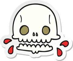 sticker of a cartoon spooky skull vector