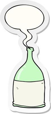 cartoon bottle and speech bubble sticker