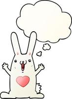 cartoon rabbit in love and thought bubble in smooth gradient style vector