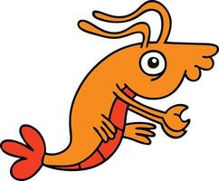 quirky hand drawn cartoon crayfish vector