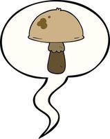 cartoon mushroom and speech bubble vector