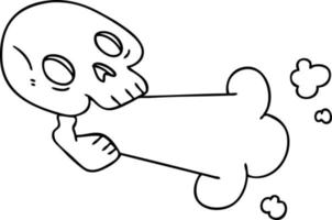 quirky line drawing cartoon skull vector