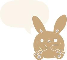 cartoon rabbit and speech bubble in retro style vector