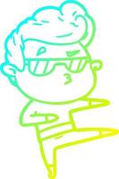 cold gradient line drawing cartoon cool guy vector