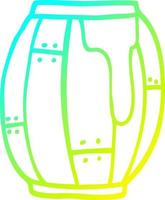 cold gradient line drawing cartoon beer barrel vector