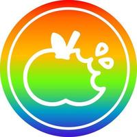 bitten apple circular in rainbow spectrum vector