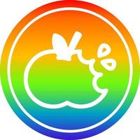 manzana mordida circular en el espectro del arco iris vector