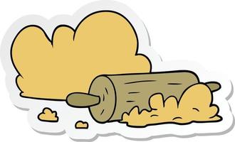sticker of a cartoon rolling pin and dough vector
