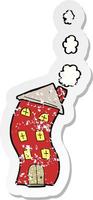 retro distressed sticker of a funny cartoon house vector