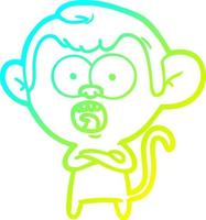 cold gradient line drawing cartoon shocked monkey vector