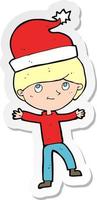 sticker of a cartoon man ready for christmas vector