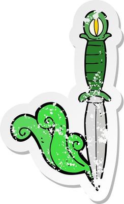 retro distressed sticker of a cartoon mystic dagger