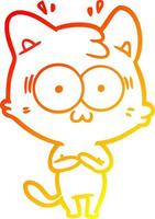 warm gradient line drawing cartoon surprised cat vector