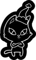 icono de dibujos animados confundido de un gato con sombrero de santa vector