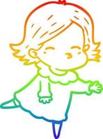 rainbow gradient line drawing cartoon woman vector