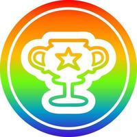 trophy cup circular in rainbow spectrum vector