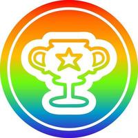 copa de trofeo circular en el espectro del arco iris vector