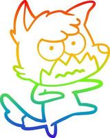 rainbow gradient line drawing cartoon annoyed fox vector