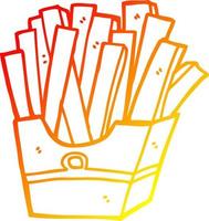 warm gradient line drawing cartoon fries vector