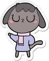 sticker of a cute cartoon dog vector