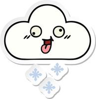 pegatina de una linda nube de nieve de dibujos animados vector