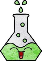 retro grunge texture cartoon science beaker vector