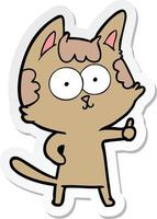 sticker of a happy cartoon cat vector