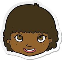 sticker of a cartoon happy female face vector