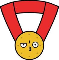 cute cartoon gold medal vector