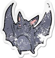 distressed sticker of a cartoon halloween bat vector