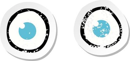 retro distressed sticker of a cartoon eyes vector