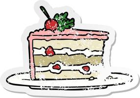 distressed sticker of a cartoon dessert cake vector