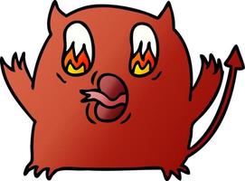 gradient cartoon of cute kawaii red demon vector