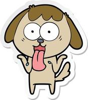 sticker of a cute cartoon dog vector