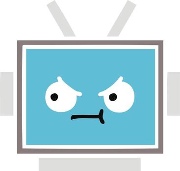 flat color retro cartoon robot head vector