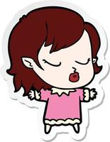 sticker of a cute cartoon vampire girl vector